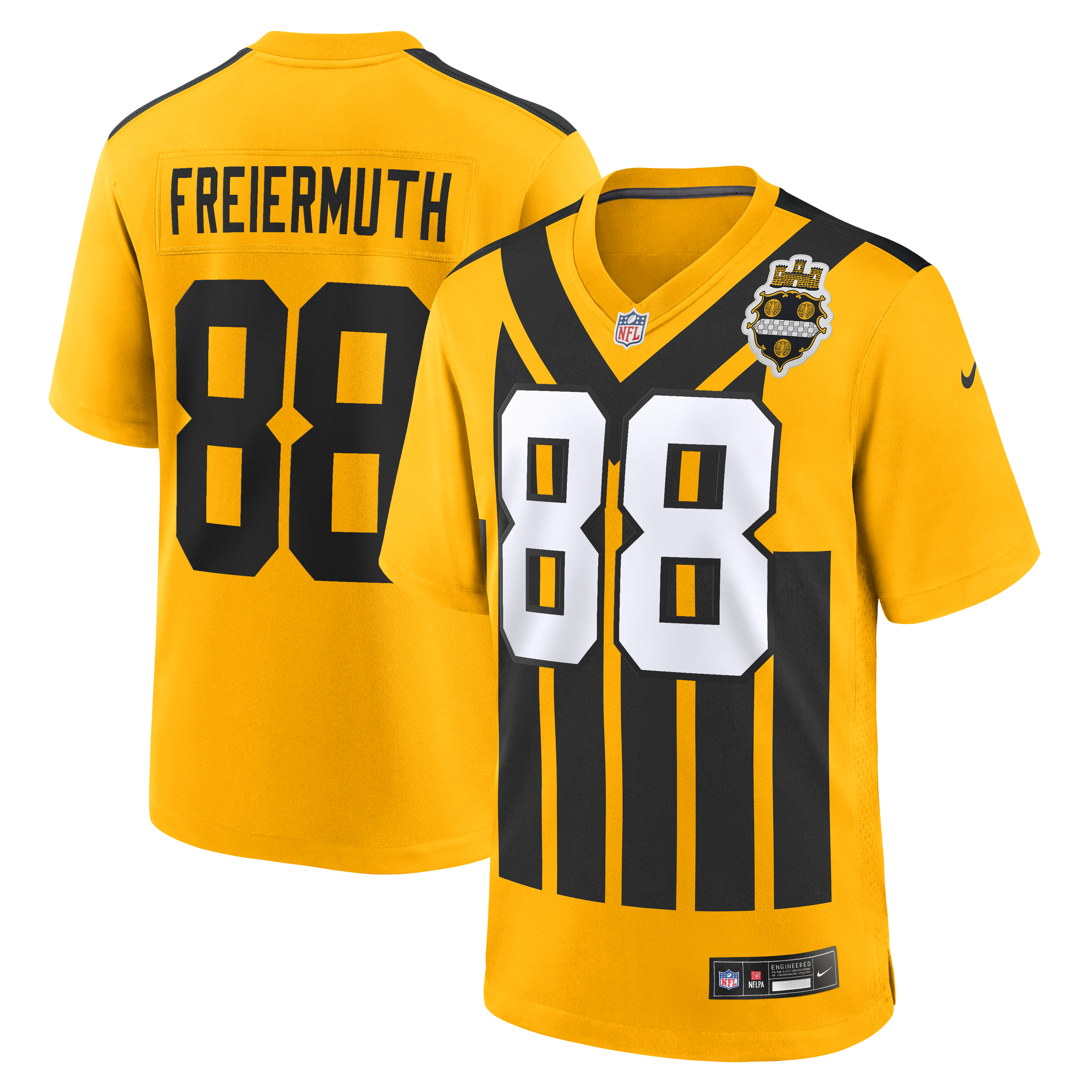 Men’s Nike Pat Freiermuth Gold Pittsburgh Steelers Alternate 1933 Throwback Game Jersey Men’s Nike Pat Freiermuth Gold Pittsburgh Steelers Alternate 1933 Throwback Game Jersey