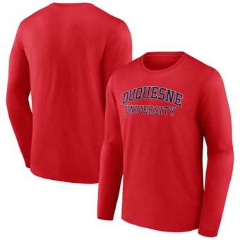 Men's Red Duquesne Dukes School Name Long Sleeve T-Shirt