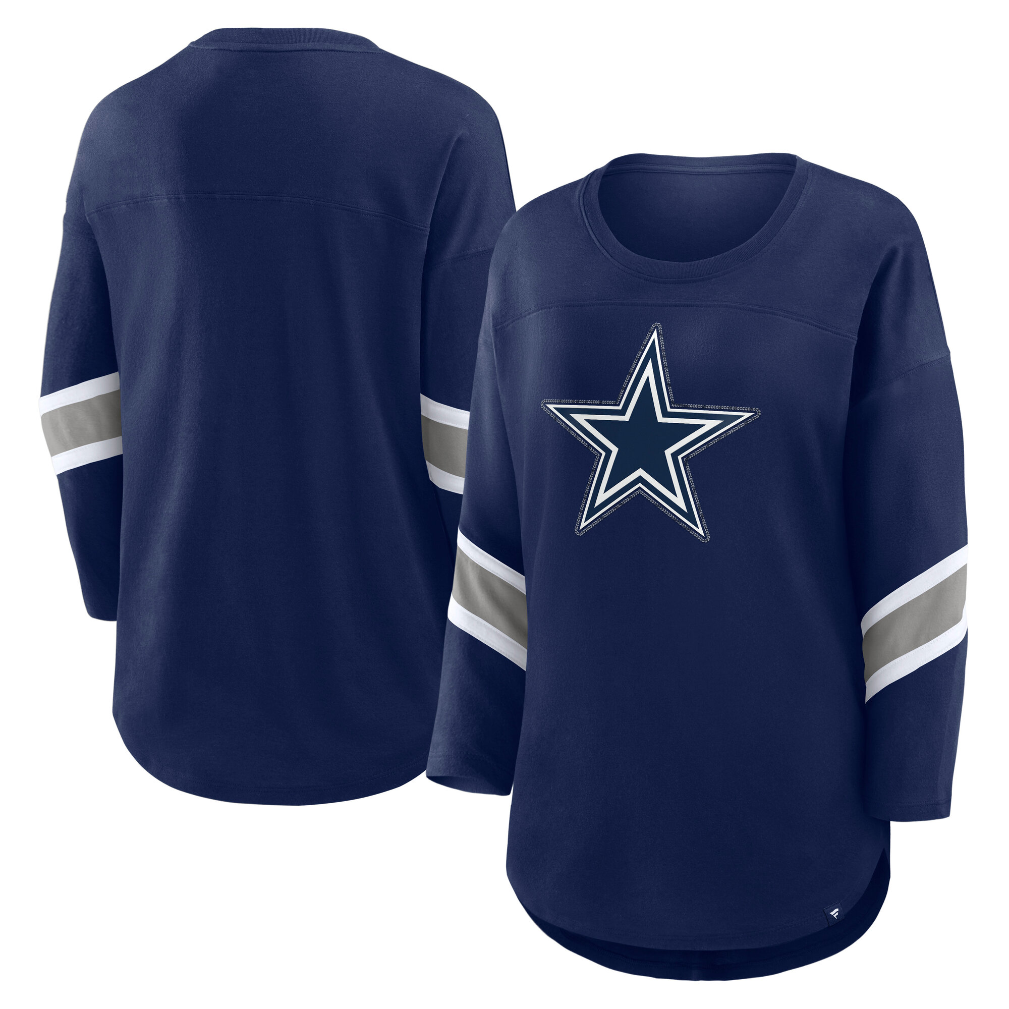 Women's Fanatics Navy Dallas Cowboys Redzone Bling 3/4-Sleeve T-Shirt