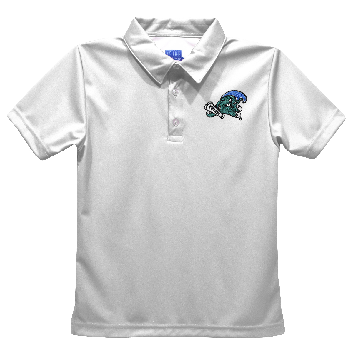 Toddler Vive La Fete White Tulane Green Wave Solid Polo Toddler Vive La Fete White Tulane Green Wave Solid Polo
