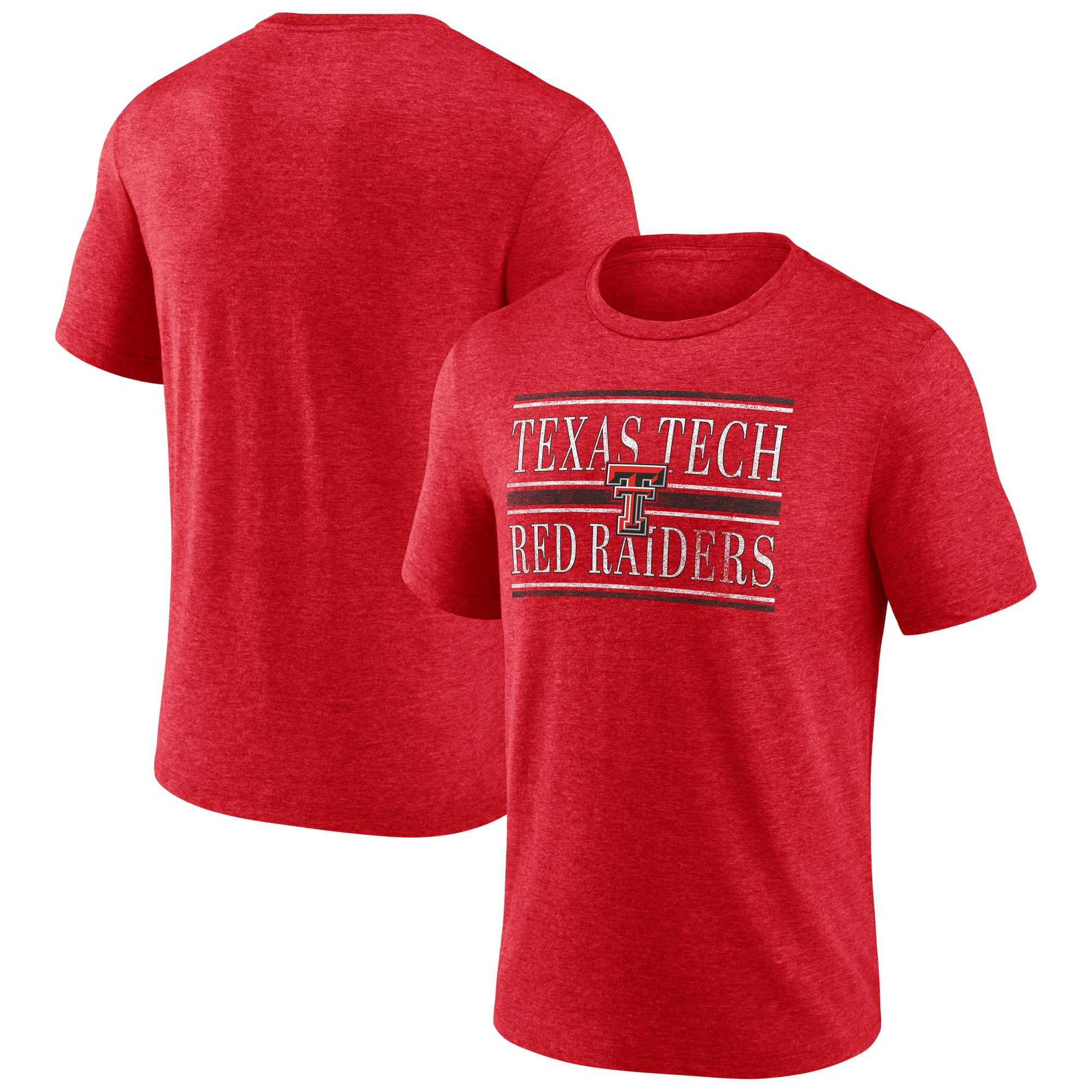 Men's Red Texas Tech Red Raiders Double Stripe Tri-Blend T-Shirt