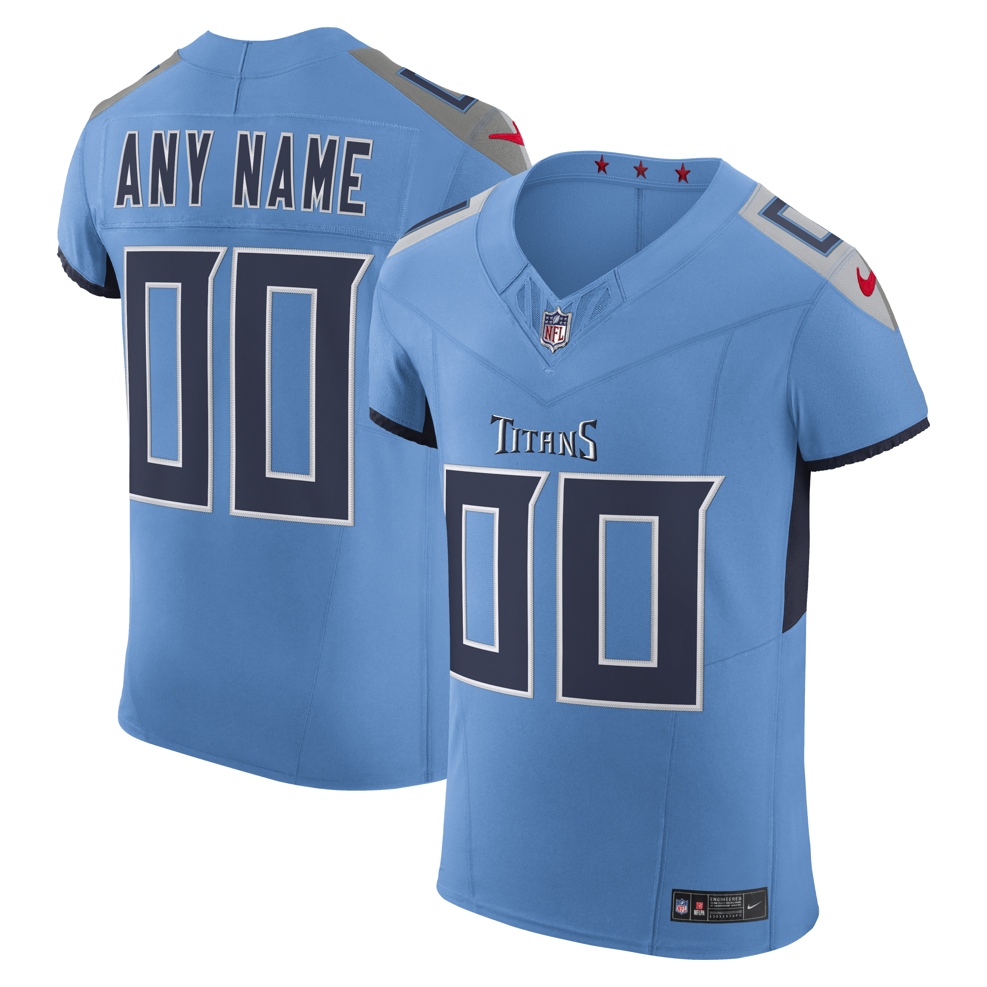 Men's Nike Light Blue Tennessee Titans Team Vapor F.U.S.E. Elite Custom Jersey