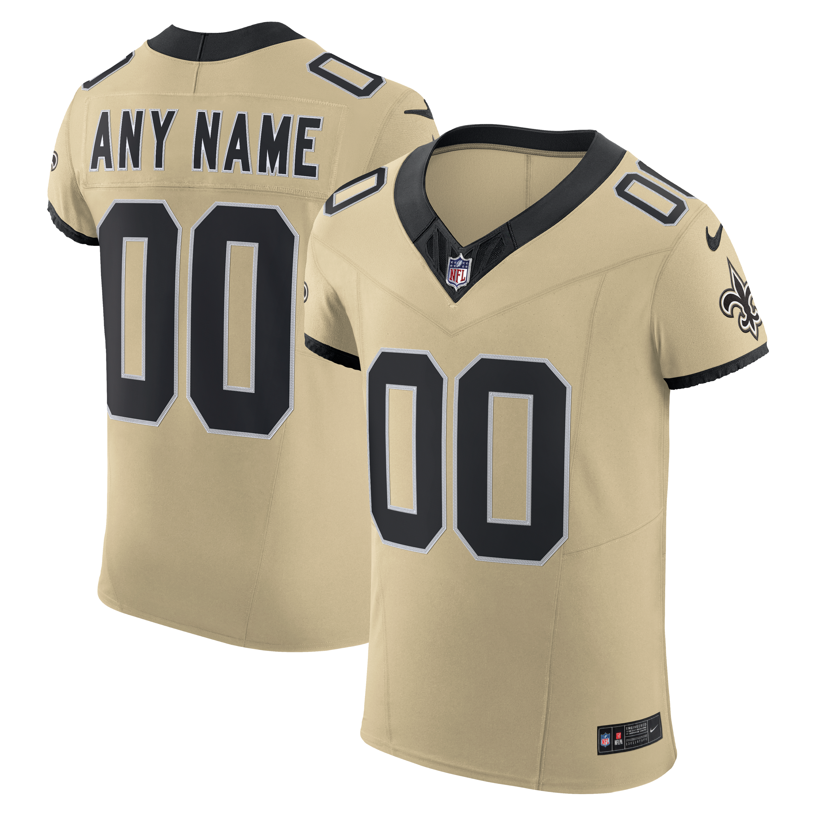 Men’s Nike Gold New Orleans Saints Alternate Vapor F.U.S.E. Elite Custom Jersey