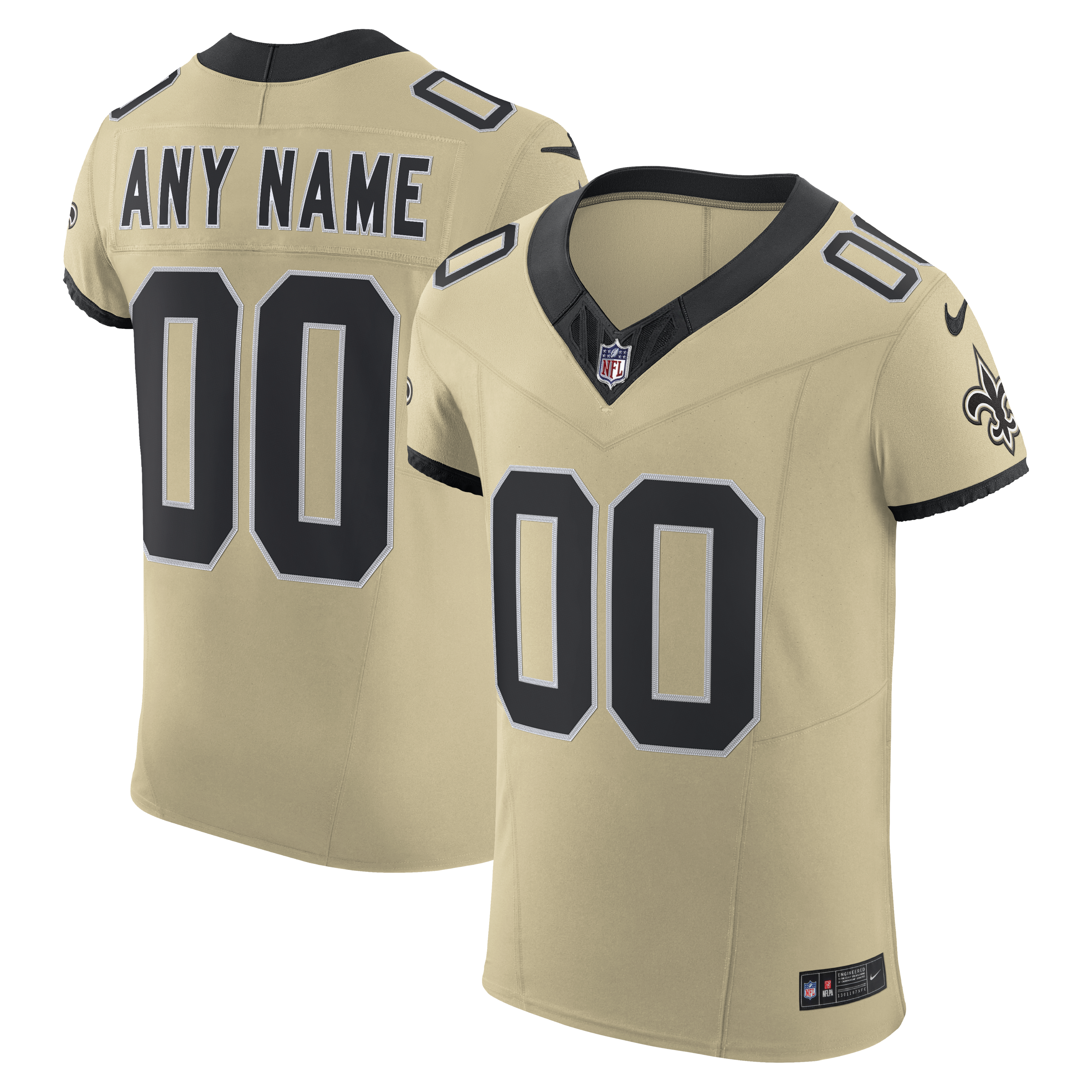 Men's Nike Gold New Orleans Saints Alternate Vapor F.U.S.E. Elite Custom Jersey