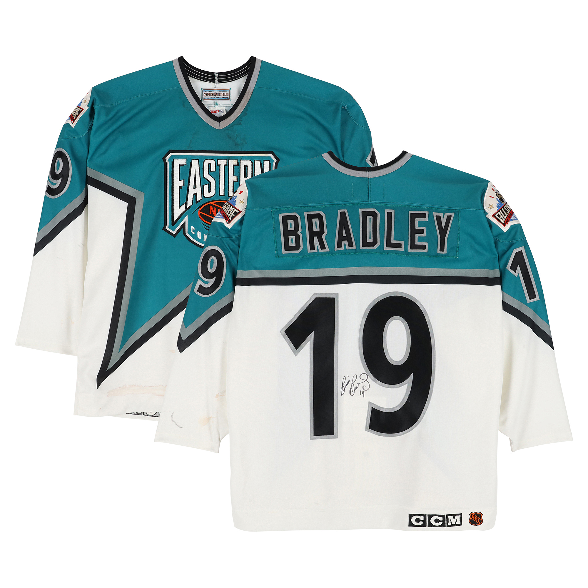 Brian Bradley Eastern Conference Autographed Game-Used #19 White Jersey from the 1994 NHL All-Star Game