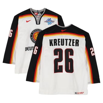 Daniel Kreutzer Team Germany Game-Used #26 White Nike Jersey vs. Team Czech Republic on September 3 during the 2004 World Cup of Hockey