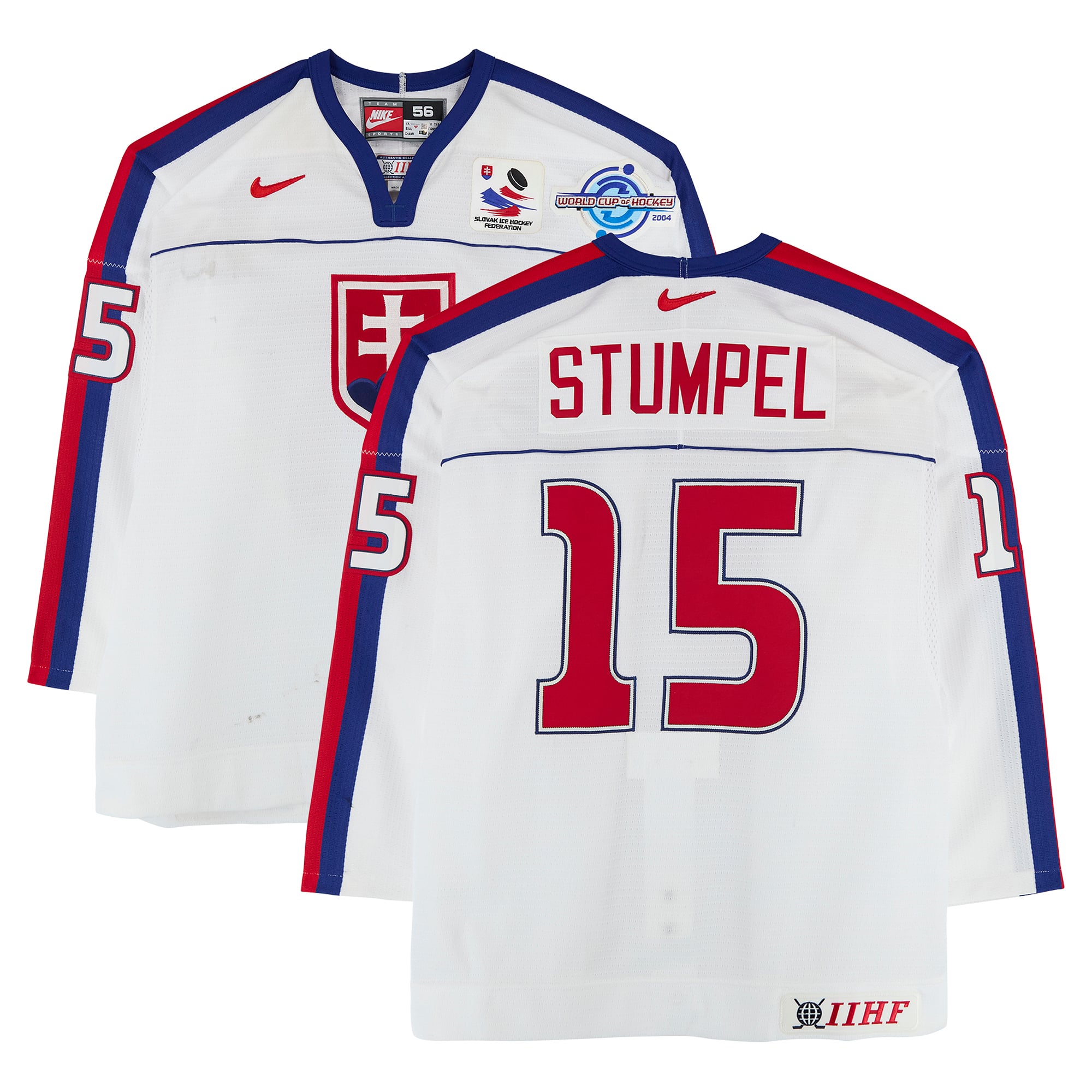 Jozef Stümpel Team Slovakia Game-Used #15 White Nike Jersey from the 2004 World Cup of Hockey