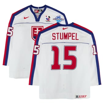 Jozef Stümpel Team Slovakia Game-Used #15 White Nike Jersey from the 2004 World Cup of Hockey