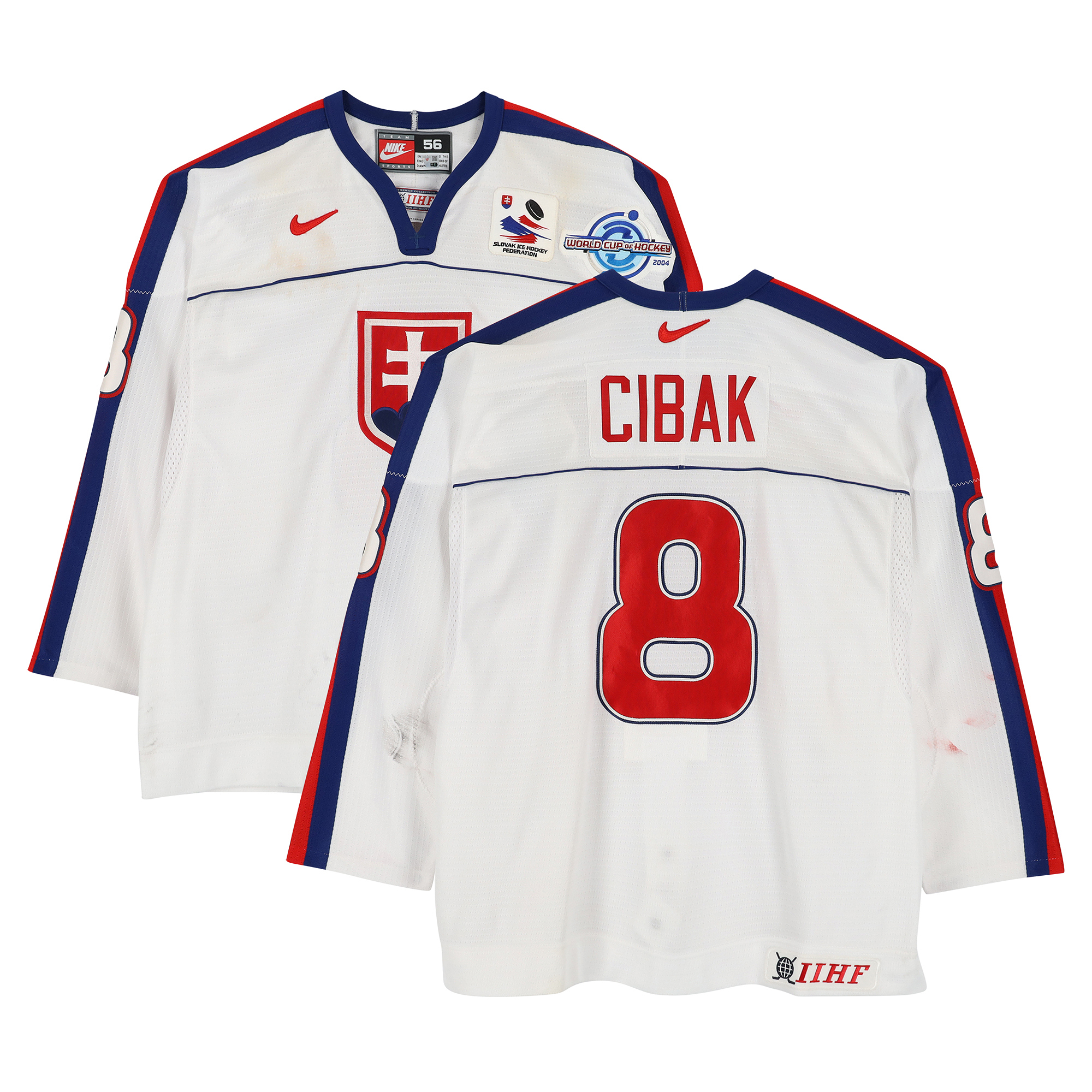 Martin Cibák Team Slovakia Game-Used #24 White Nike Jersey from the 2004 World Cup of Hockey
