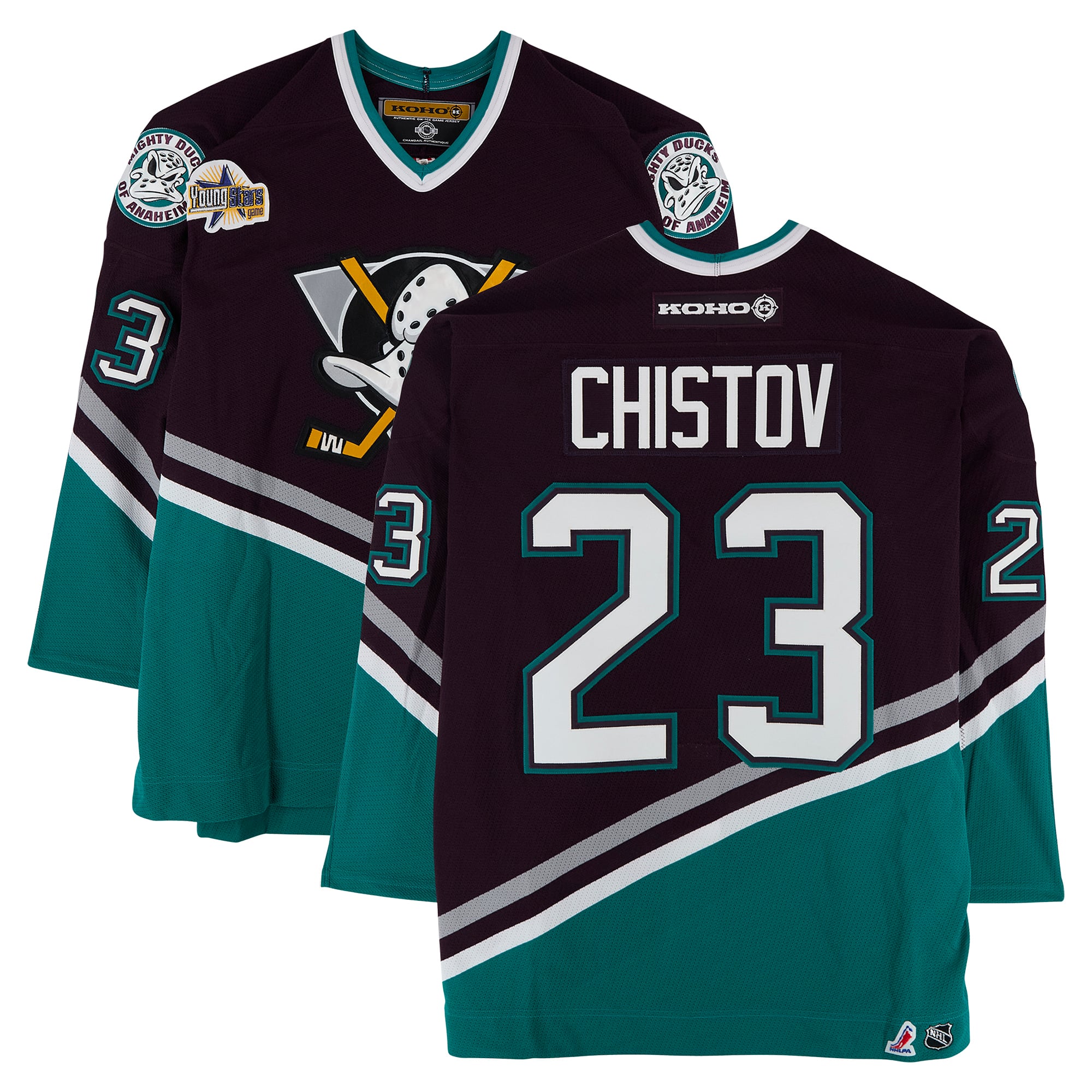 Stanislav Chistov Anaheim Ducks Game-Used #23 Purple KOHO Jersey from the 2003 NHL YoungStars Game
