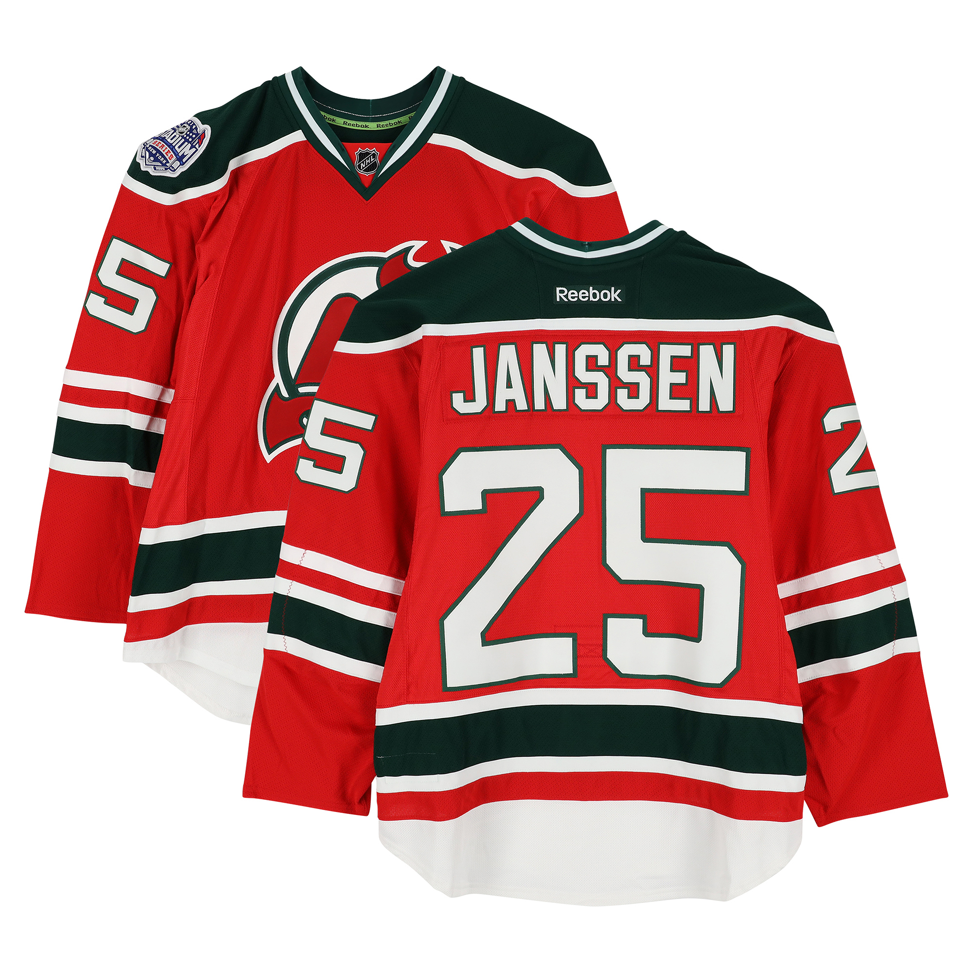 Cam Janssen New Jersey Devils Player-Issued #25 Red Jersey vs. New York Rangers on January 26, 2014