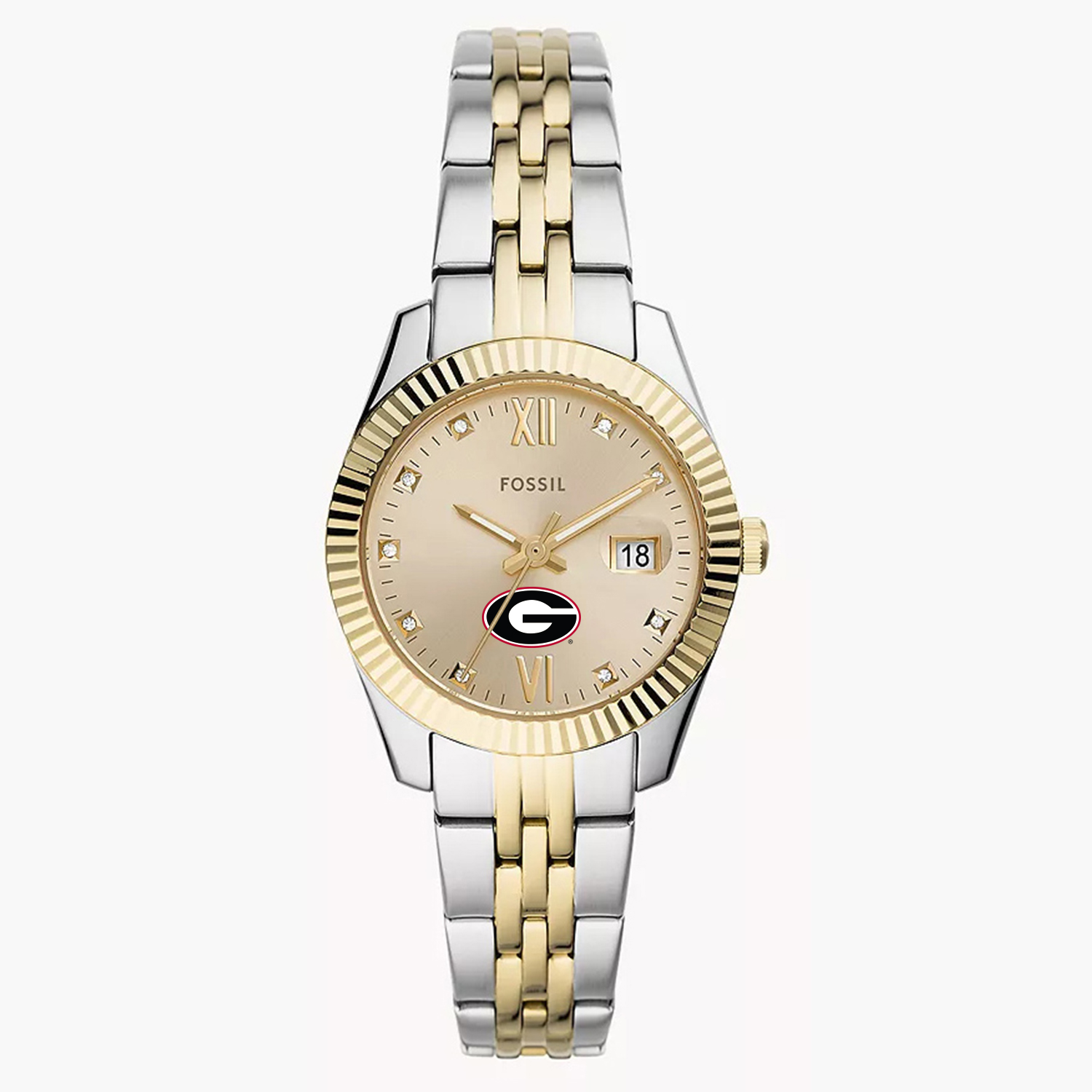 Women's Fossil Georgia Bulldogs Scarlette Two-Tone Stainless Steel Watch