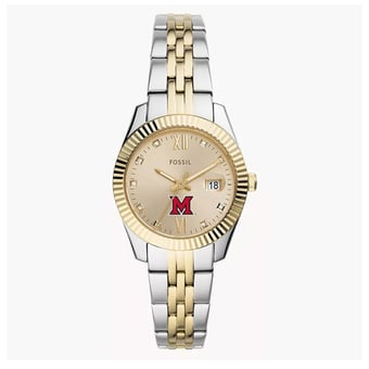 Women's Fossil Miami University RedHawks Scarlette Two-Tone Stainless Steel Watch