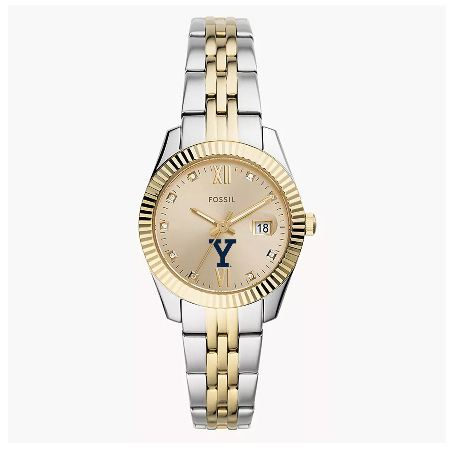 Women's Fossil Yale Bulldogs Scarlette Two-Tone Stainless Steel Watch