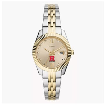 Women's Fossil Rutgers Scarlet Knights Scarlette Two-Tone Stainless Steel Watch