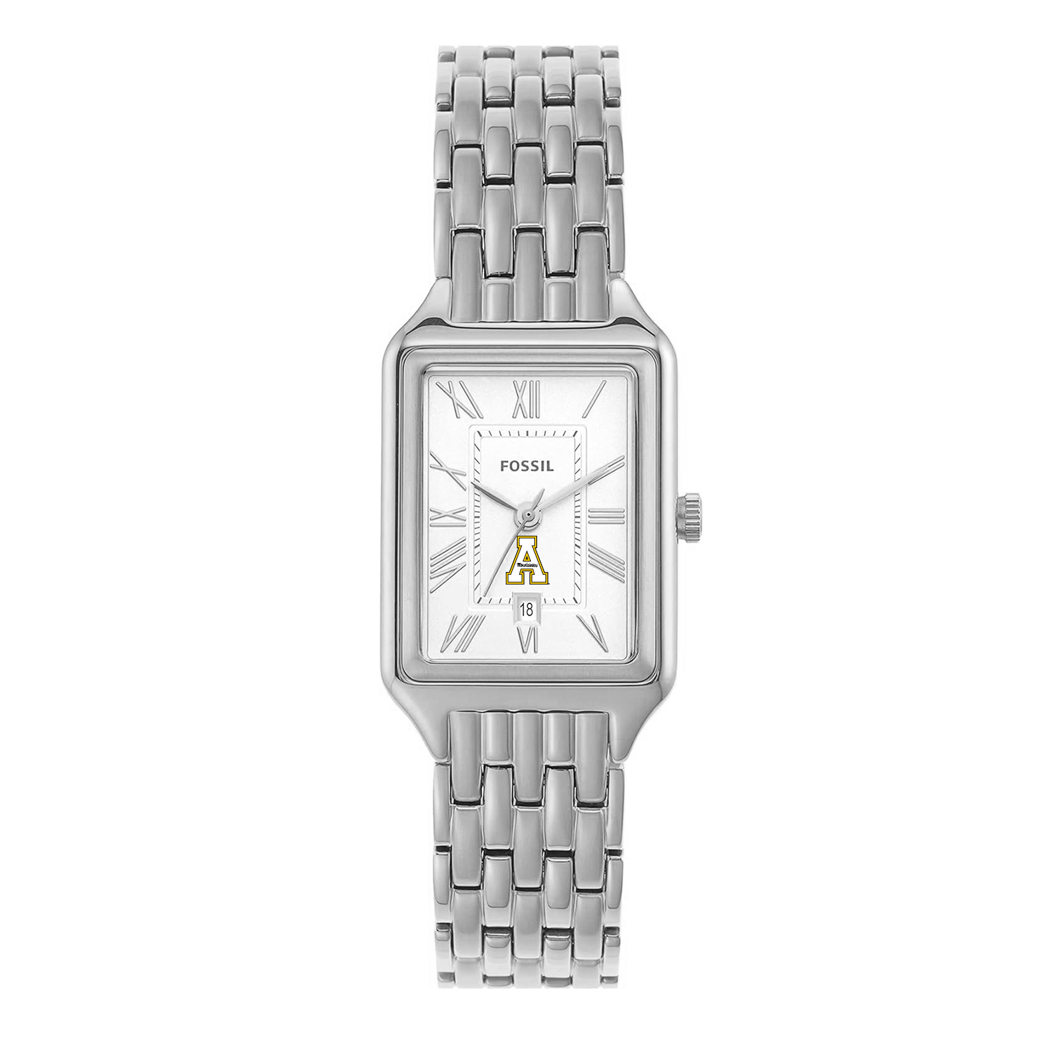 Women's Fossil Appalachian State Mountaineers Raquel Three-Hand Date Stainless Steel Watch