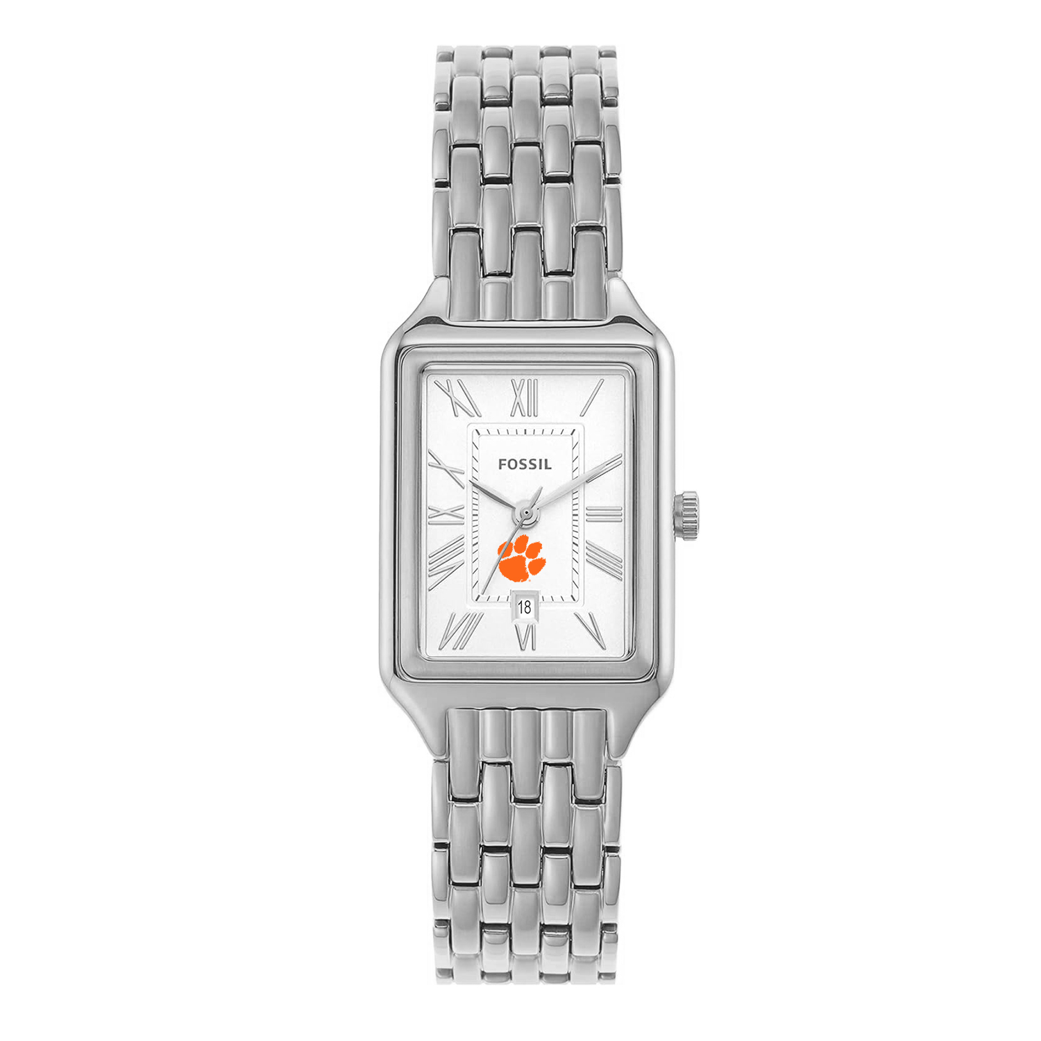 Women's Fossil Clemson Tigers Raquel Three-Hand Date Stainless Steel Watch