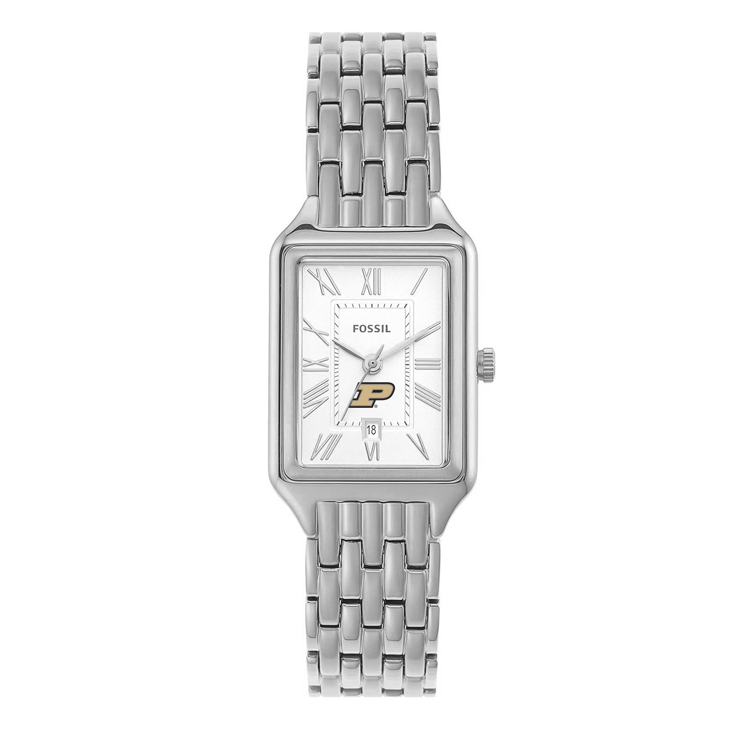 Women's Fossil Purdue Boilermakers Raquel Three-Hand Date Stainless Steel Watch
