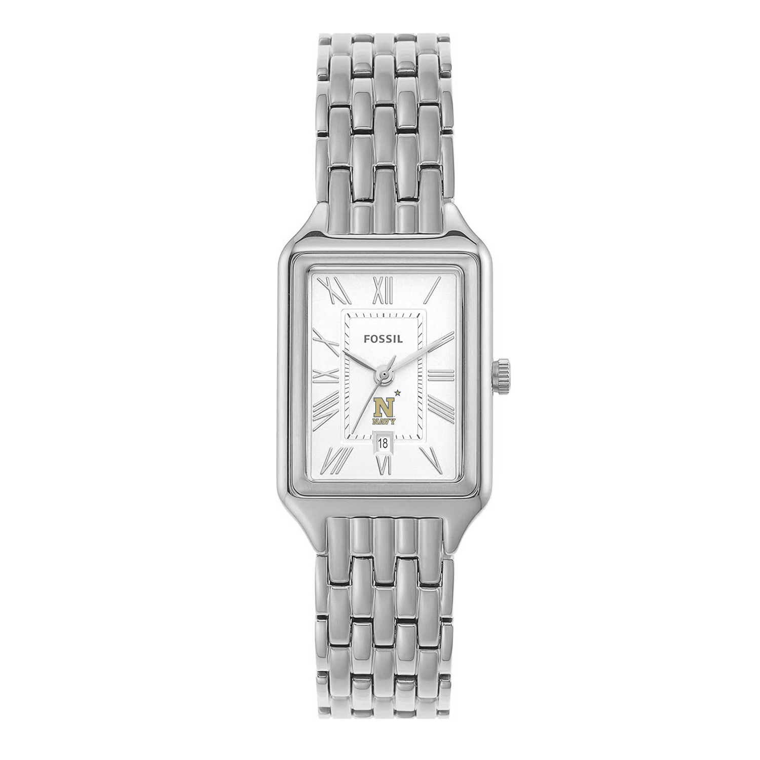 Women's Fossil Navy Midshipmen Raquel Three-Hand Date Stainless Steel Watch