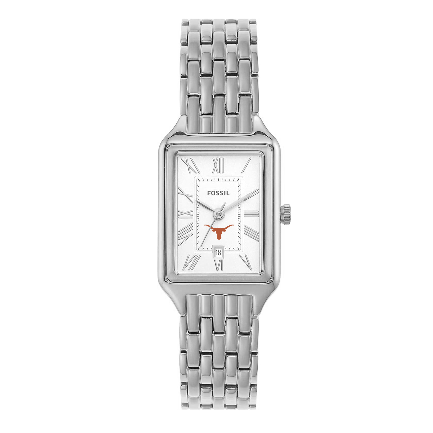 Women's Fossil Texas Longhorns Raquel Three-Hand Date Stainless Steel Watch