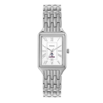 Women's Fossil UConn Huskies Raquel Three-Hand Date Stainless Steel Watch