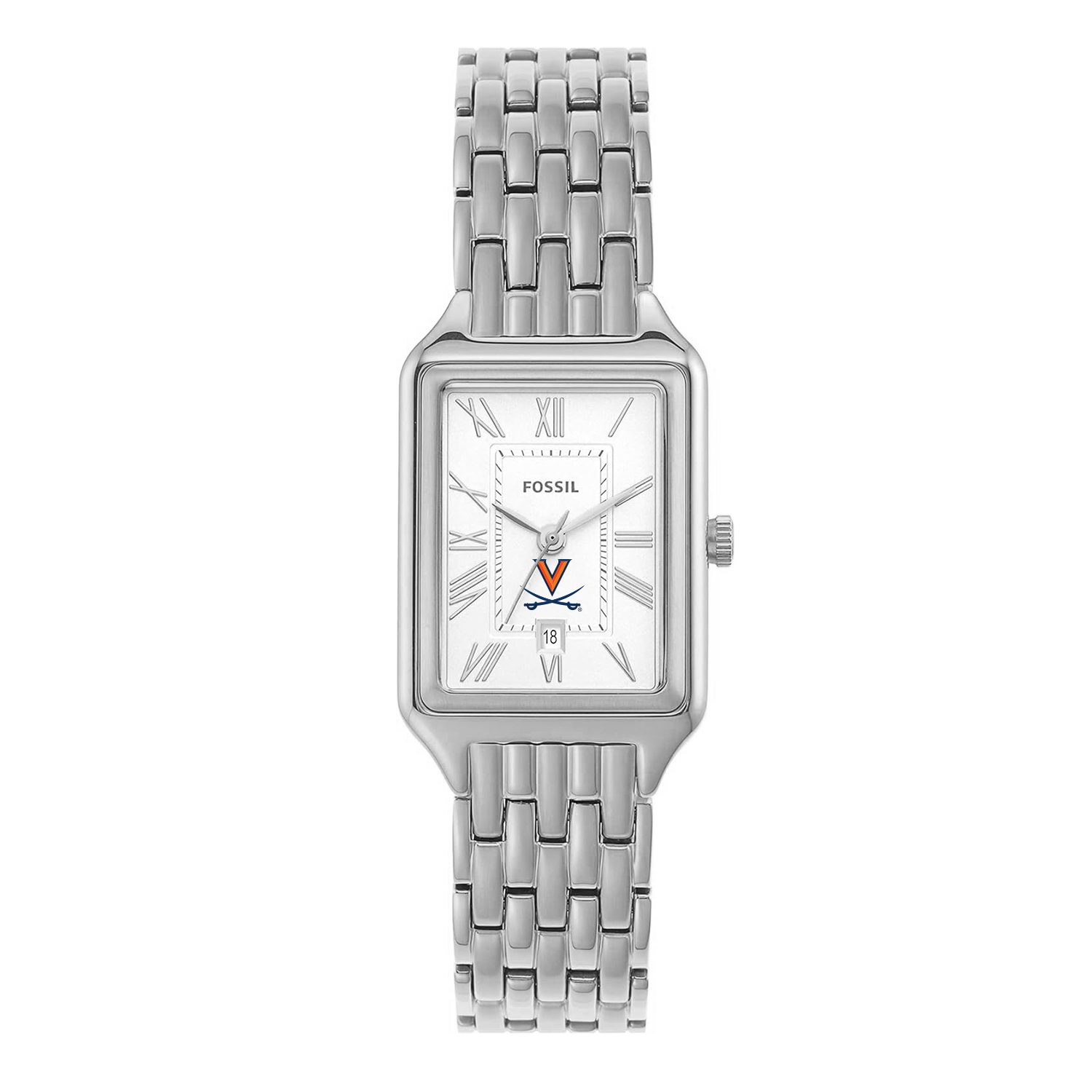 Women's Fossil Virginia Cavaliers Raquel Three-Hand Date Stainless Steel Watch