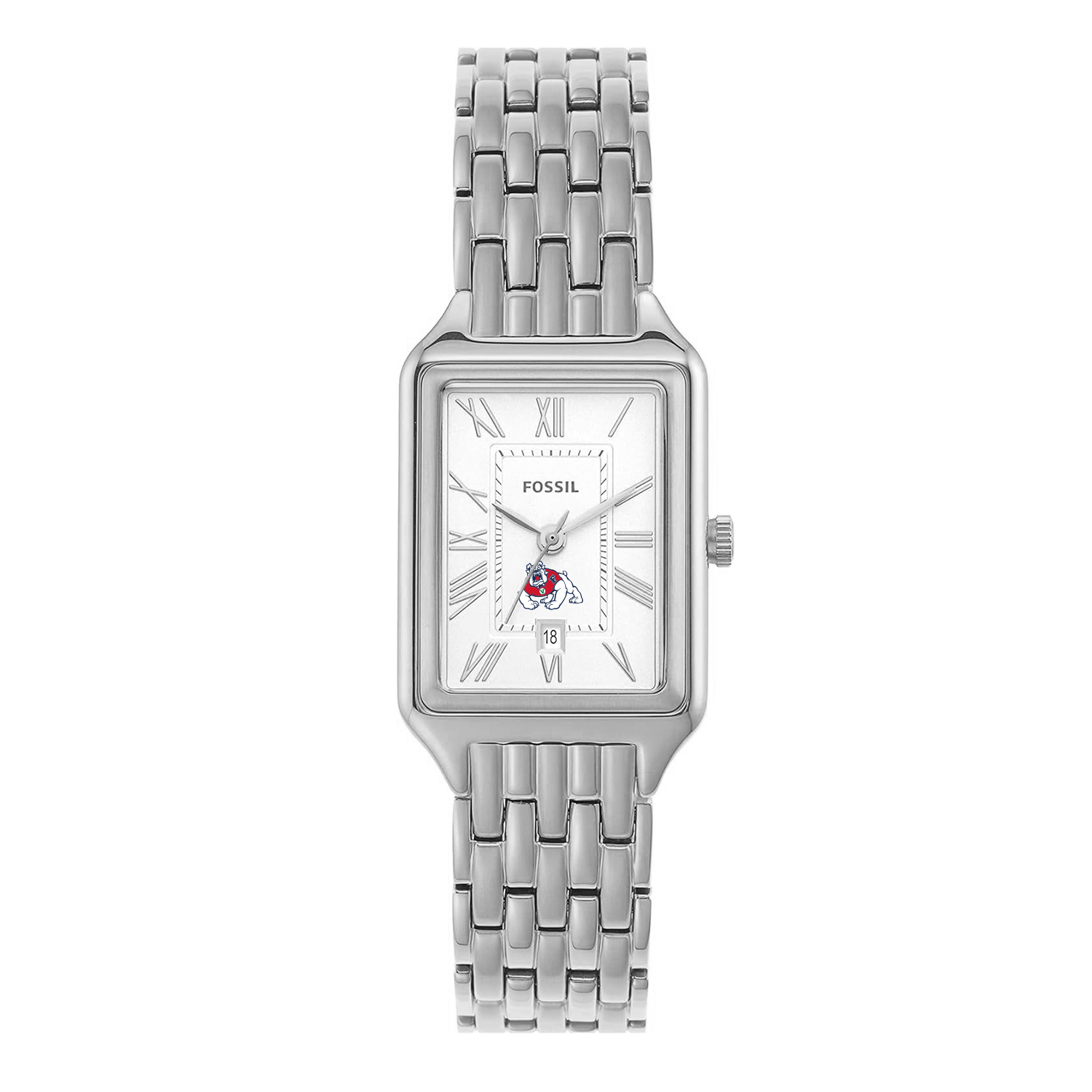Women's Fossil Fresno State Bulldogs Raquel Three-Hand Date Stainless Steel Watch