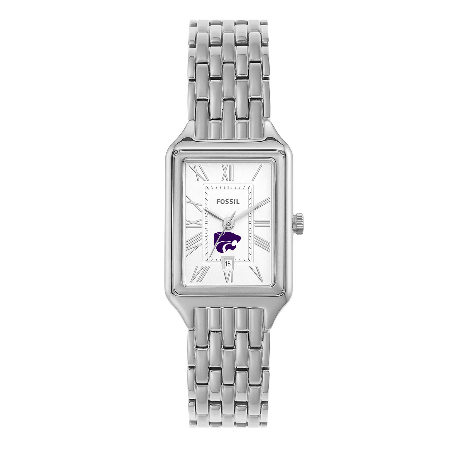 Women's Fossil Kansas State Wildcats Raquel Three-Hand Date Stainless Steel Watch