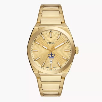Men's Fossil  Gold Columbia University Everett Three-Hand Date Stainless Steel Watch