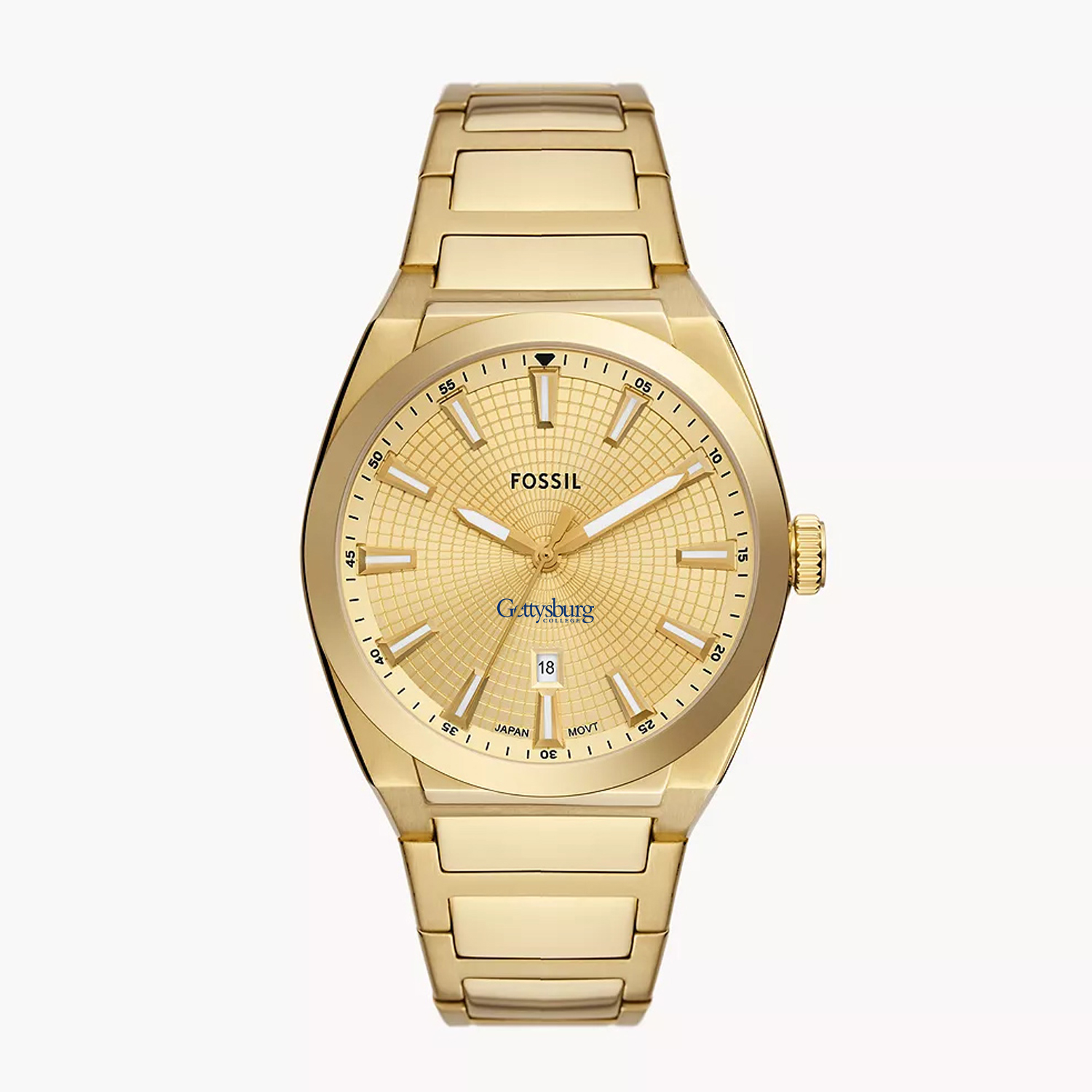 Men's Fossil  Gold Gettysburg Bullets Everett Three-Hand Date Stainless Steel Watch