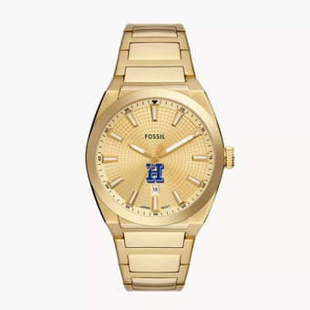 Men's Fossil  Gold Hamilton Continentals Everett Three-Hand Date Stainless Steel Watch