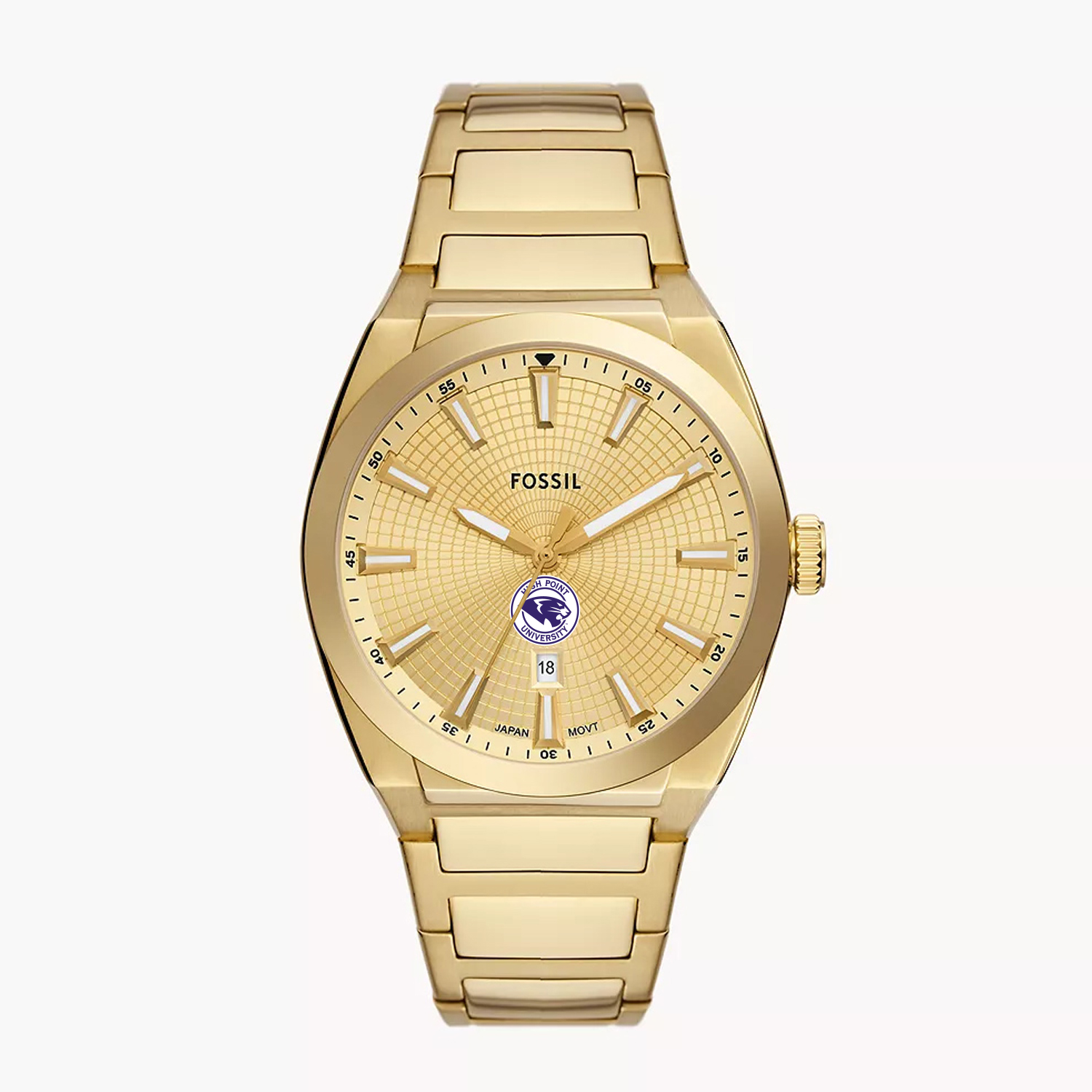 Men's Fossil  Gold High Point Panthers Everett Three-Hand Date Stainless Steel Watch