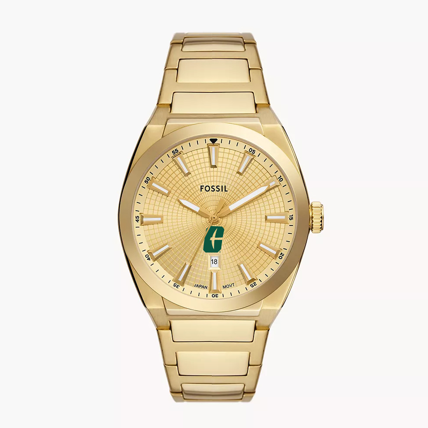 Men's Fossil  Gold Charlotte 49ers Everett Three-Hand Date Stainless Steel Watch