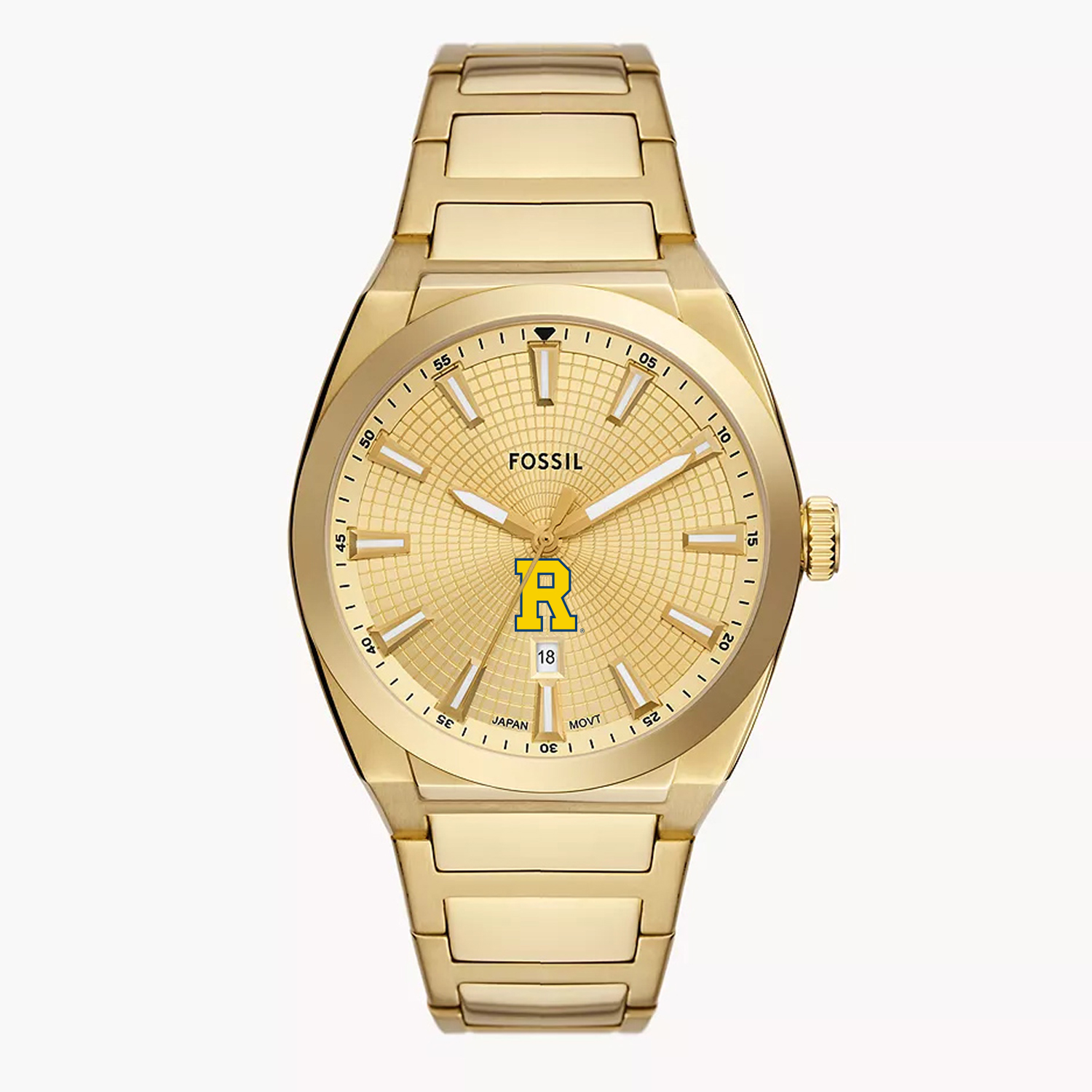 Men's Fossil  Gold Rochester Yellow Jackets Everett Three-Hand Date Stainless Steel Watch