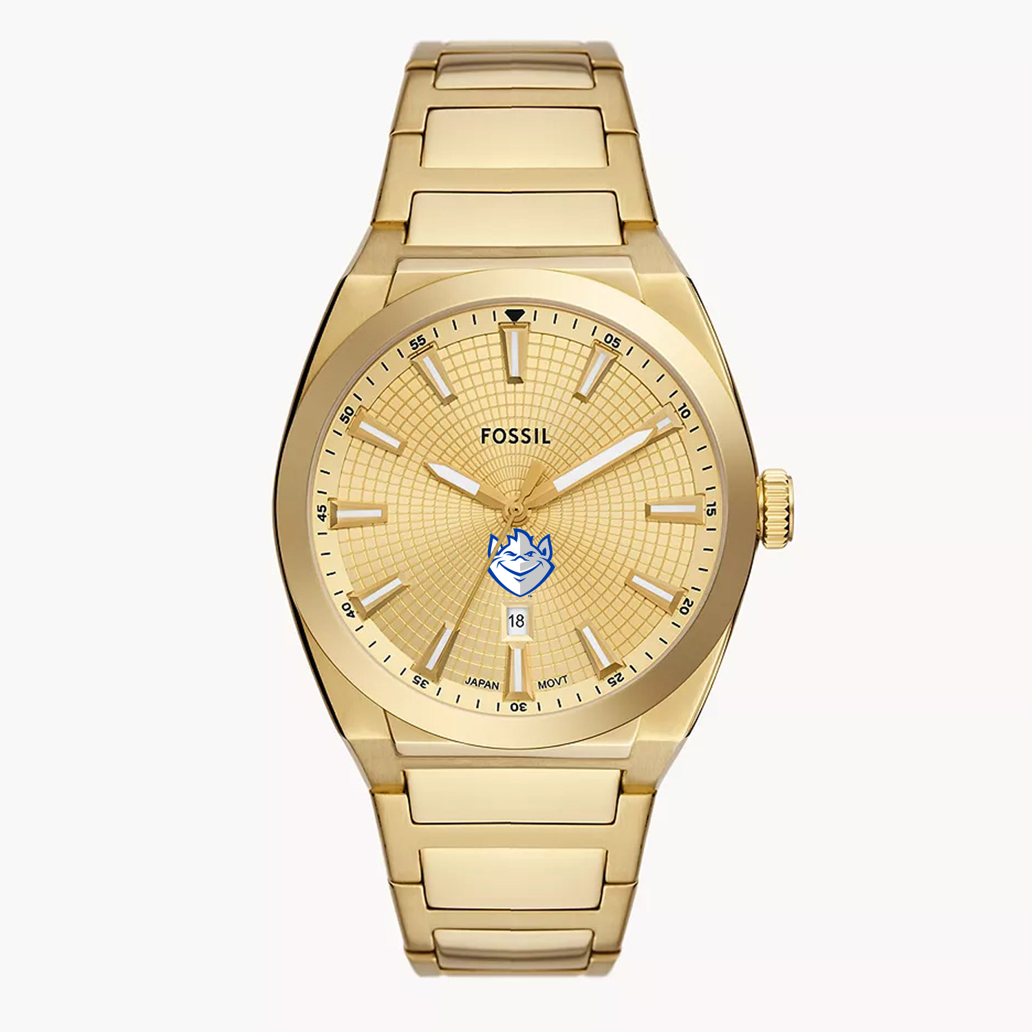 Men's Fossil  Gold Saint Louis Billikens Everett Three-Hand Date Stainless Steel Watch