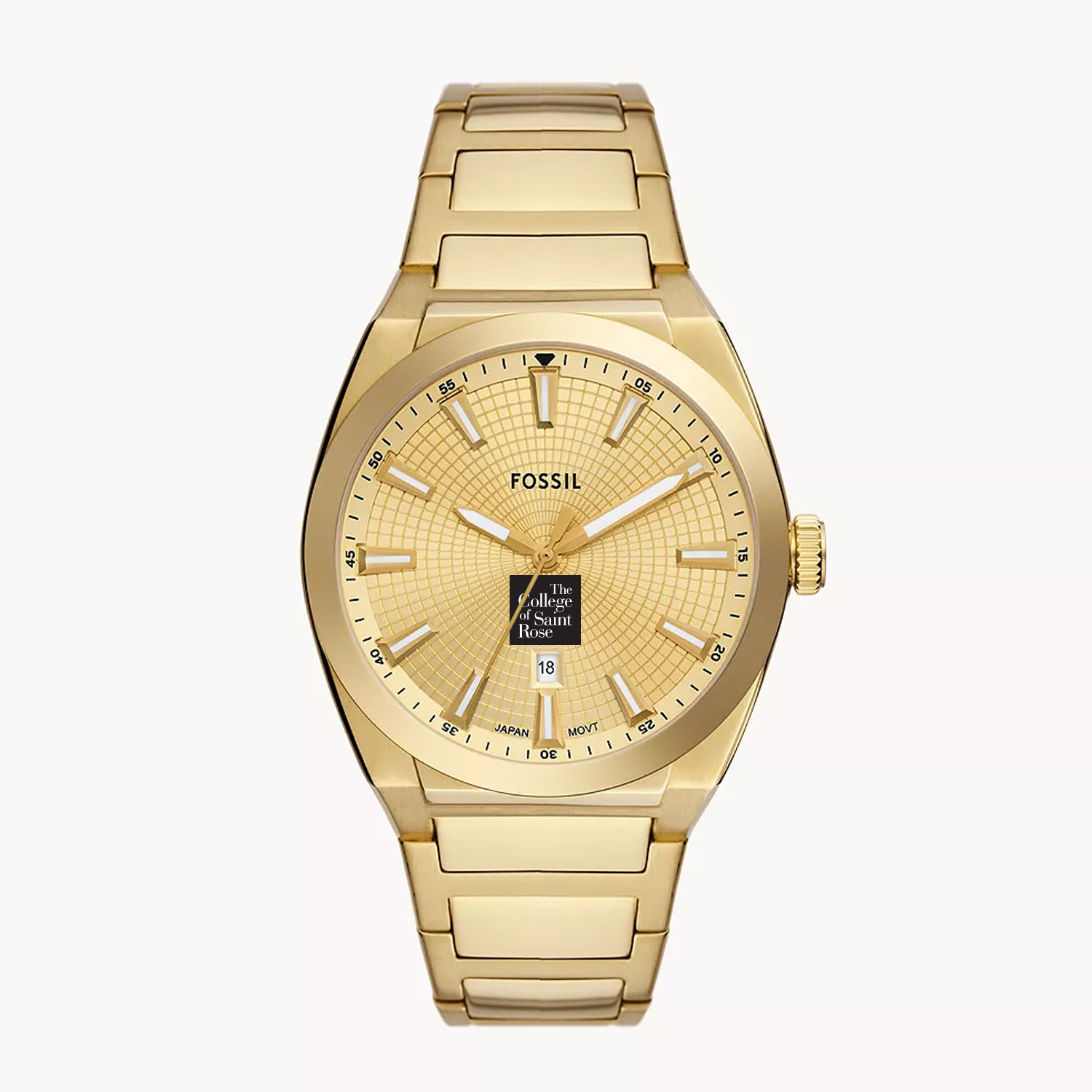 Men's Fossil  Gold Saint Rose Golden Knights Everett Three-Hand Date Stainless Steel Watch