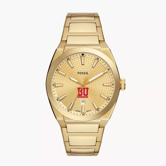 Men's Fossil  Gold Boston University Everett Three-Hand Date Stainless Steel Watch