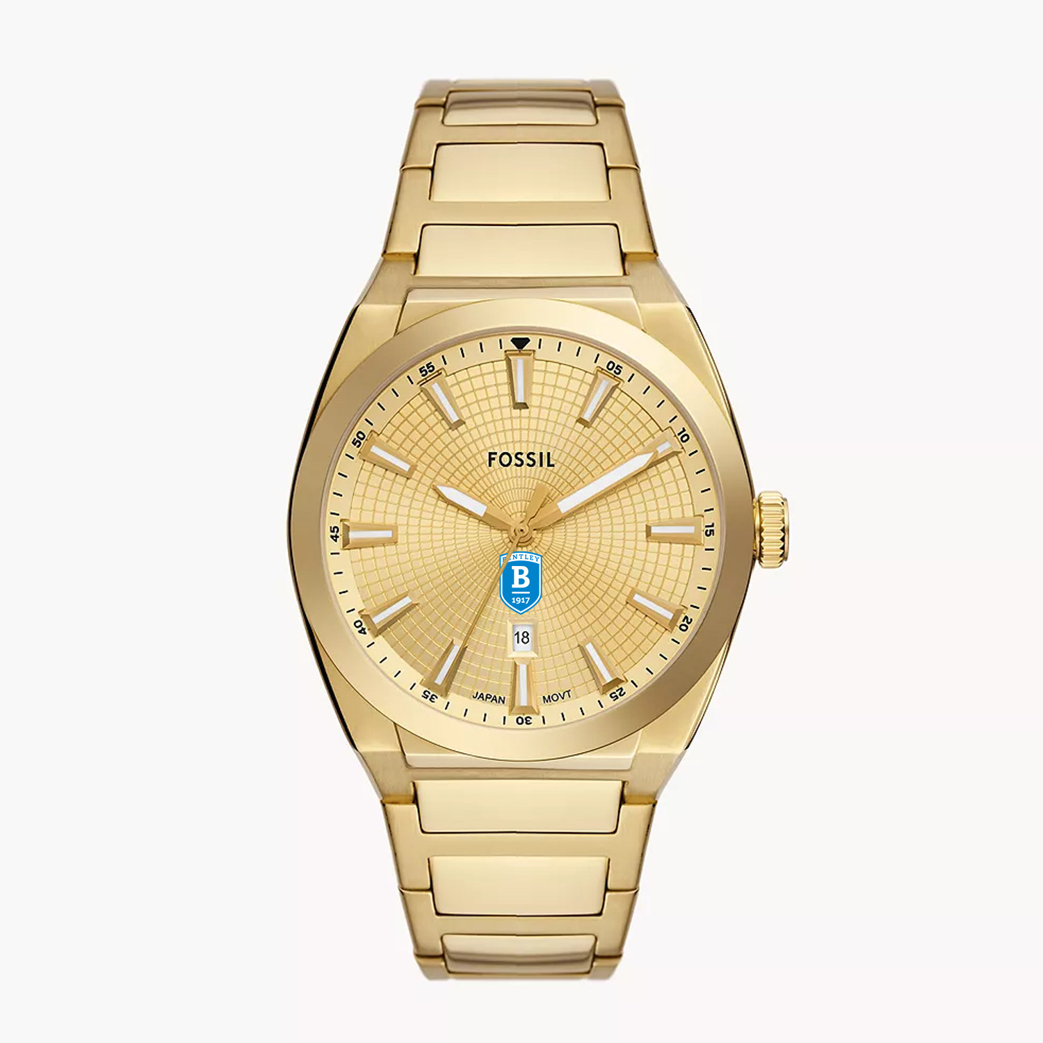 Men's Fossil  Gold Bentley Falcons Everett Three-Hand Date Stainless Steel Watch