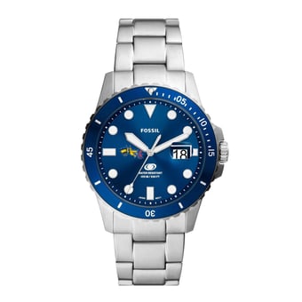 Men's Fossil  Silver Drexel Dragons Dive Three-Hand Date Stainless Steel Watch