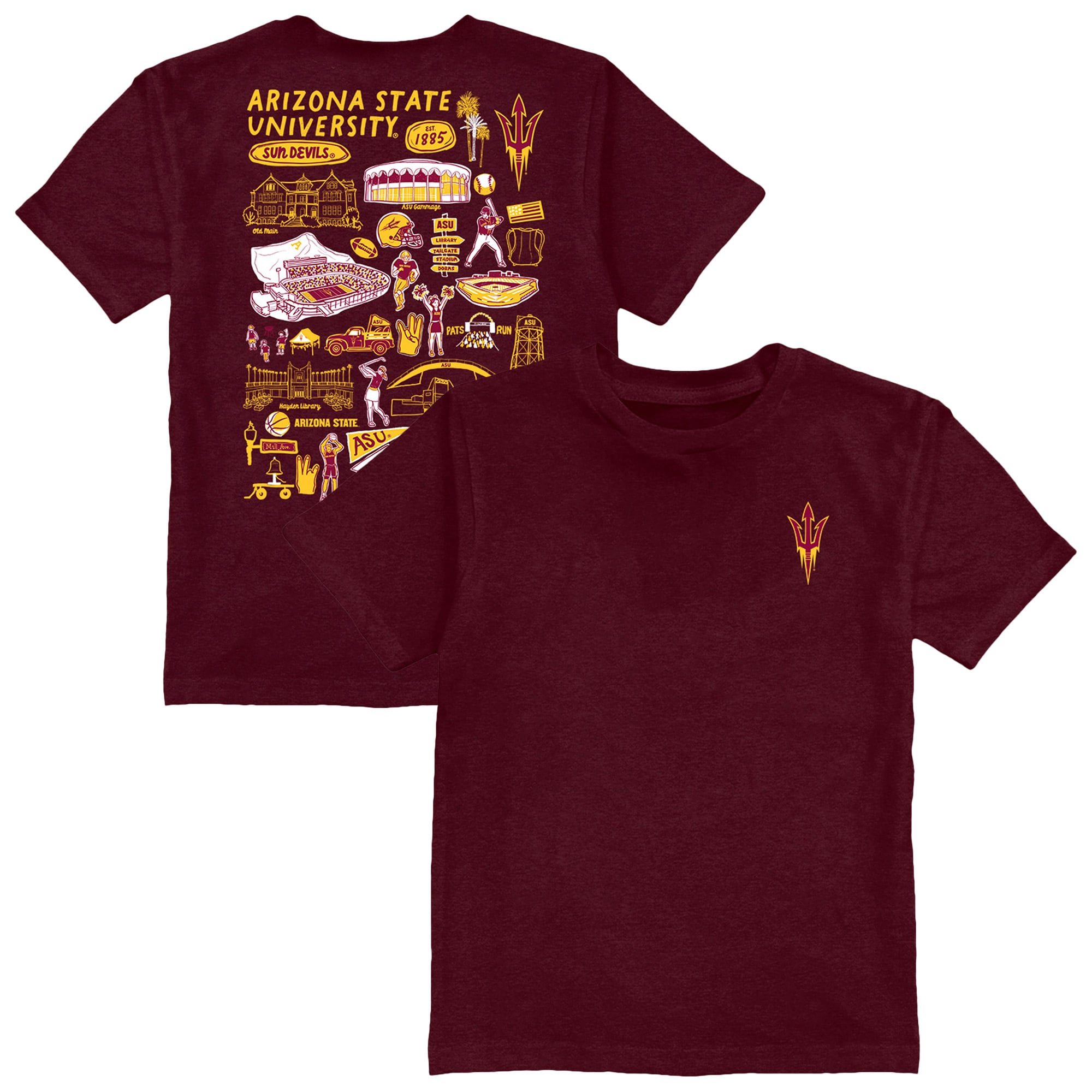 Youth Vive La Fete  Maroon Arizona State Sun Devils Impressions Artwork T-Shirt