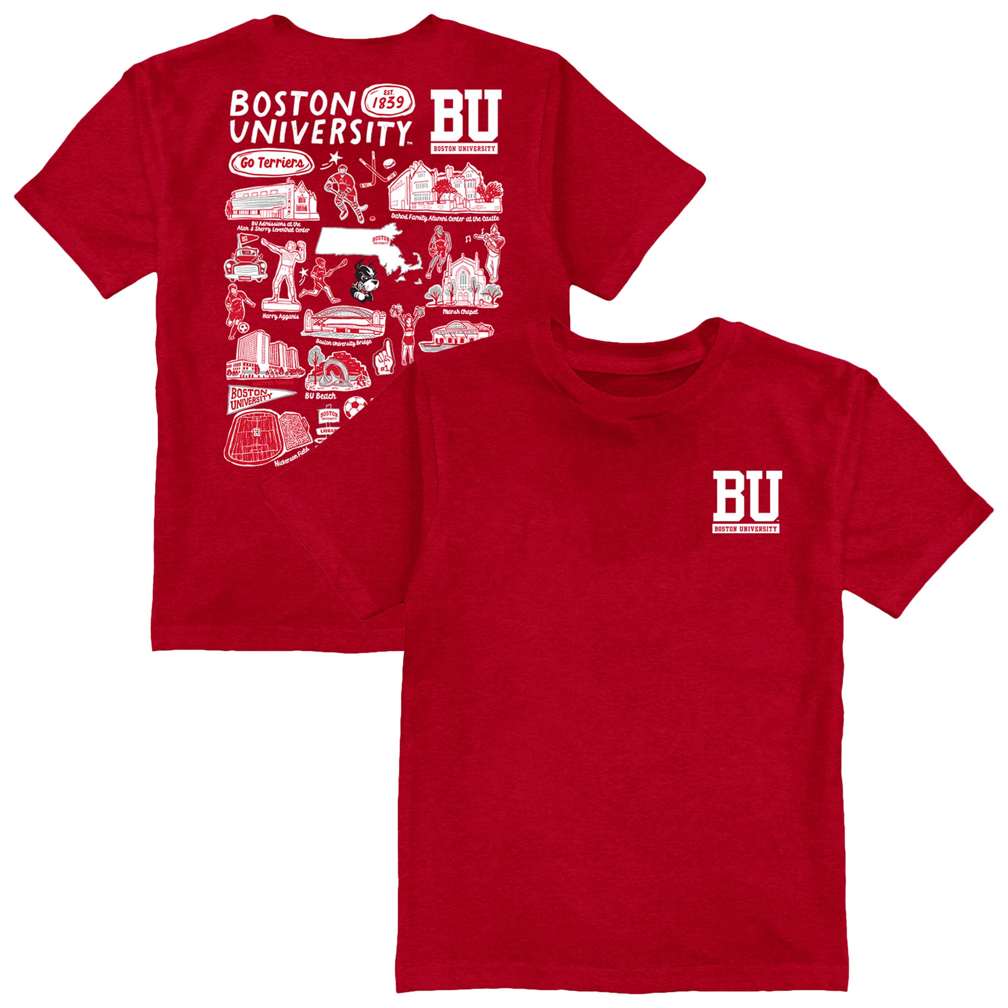 Youth Vive La Fete  Scarlet Boston University Impressions Artwork T-Shirt