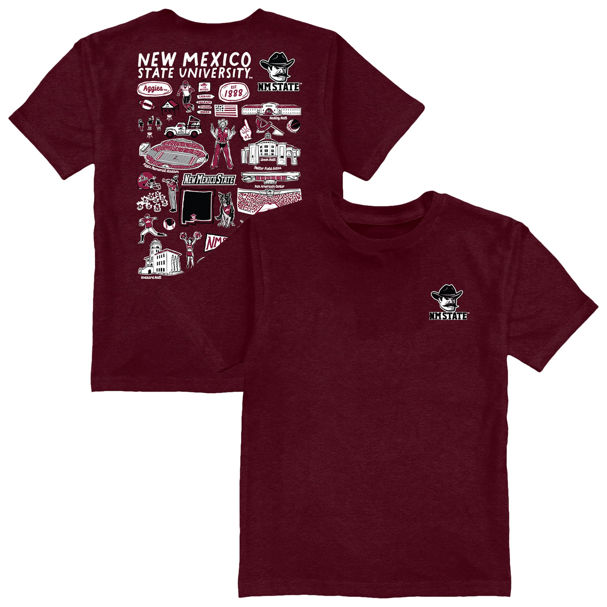 Youth Vive La Fete Crimson New Mexico State Aggies Impressions Artwork T-Shirt