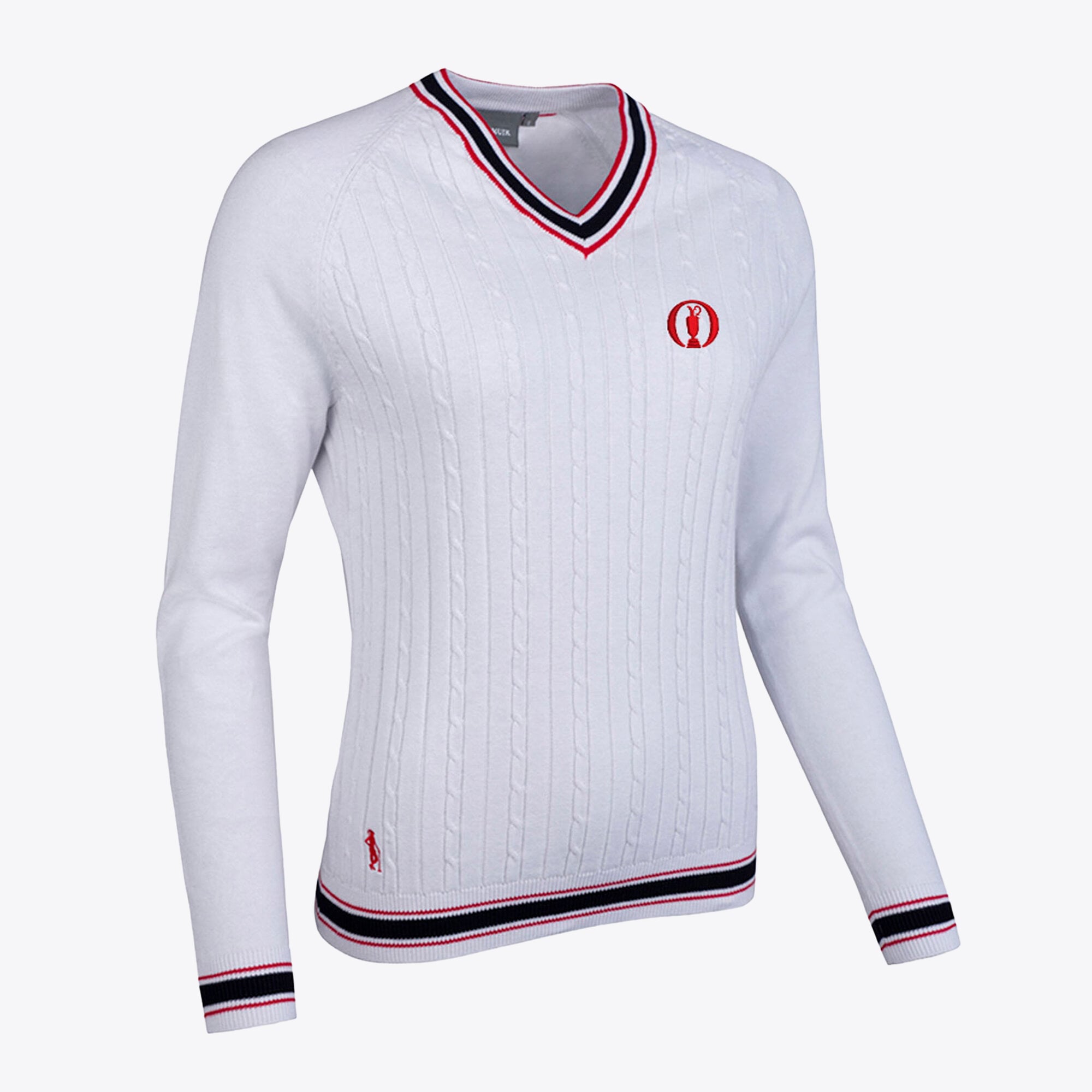 Felpa con scollo a V The Open Glenmuir Connie Cable - Bianco - Donna