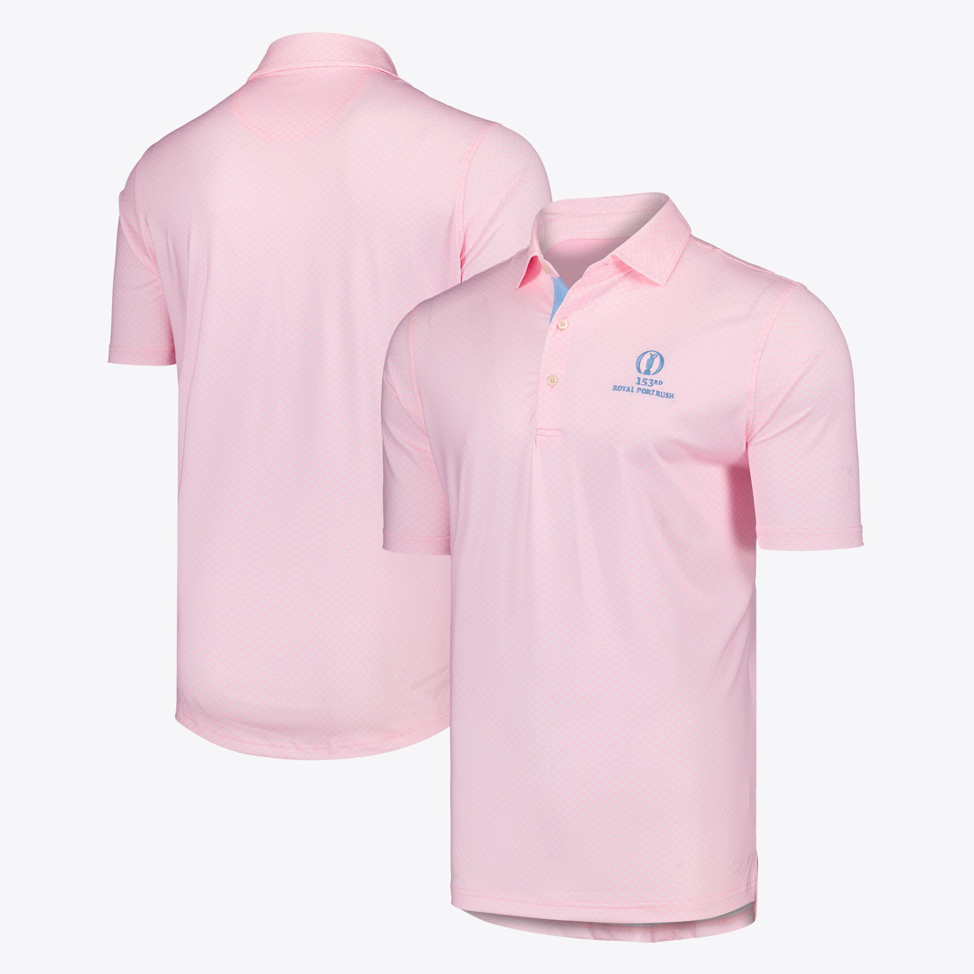 Polo The 153rd Open Royal Portrush Fairway & Greene Palmetto Print - Rosa chiaro