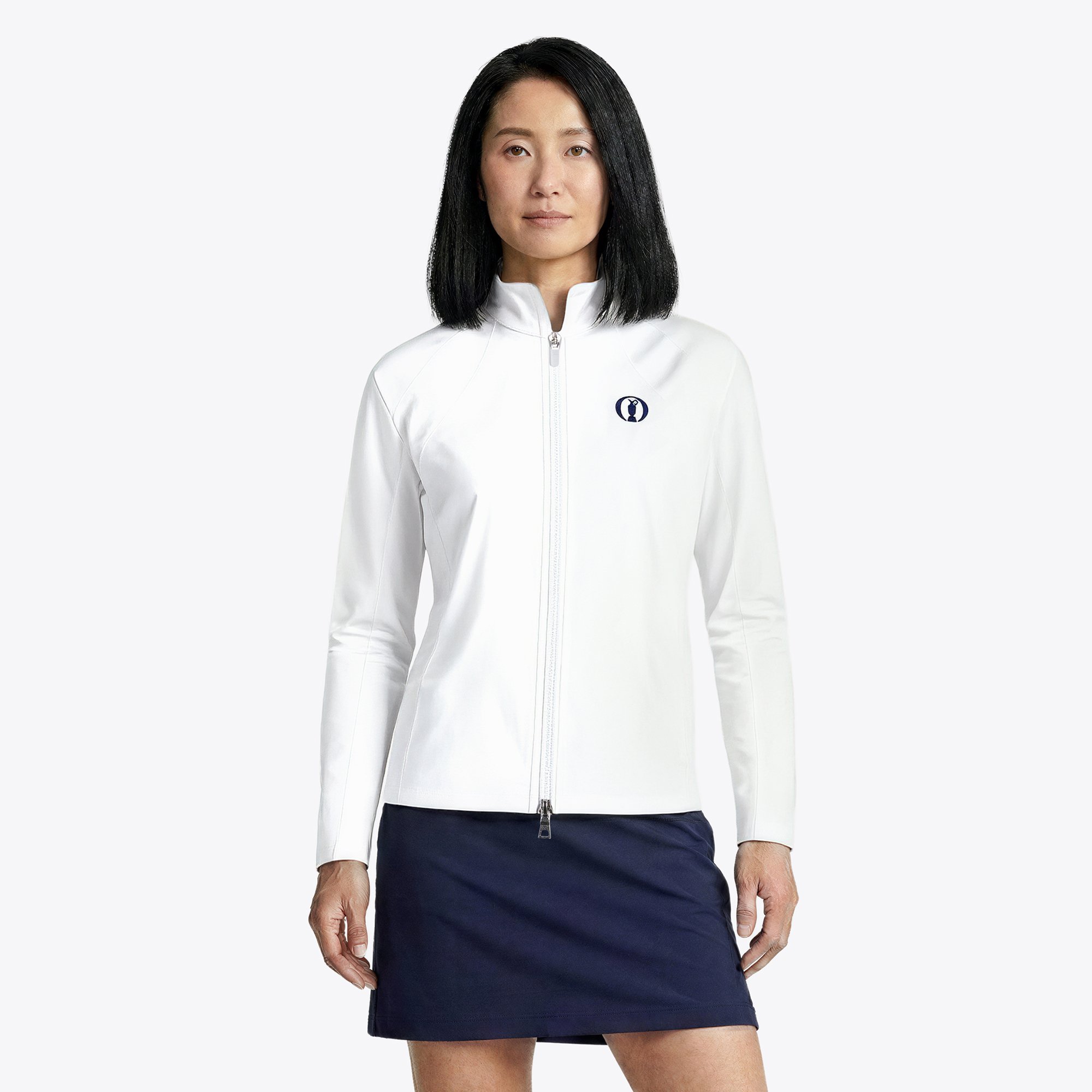 Giacca The Open EP New York con zip intera e profili in rete - Bianca - Donna