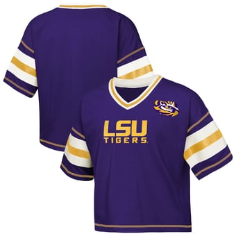 Girls Youth Outerstuff Purple LSU Tigers Gridiron Jersey V-Neck T-Shirt