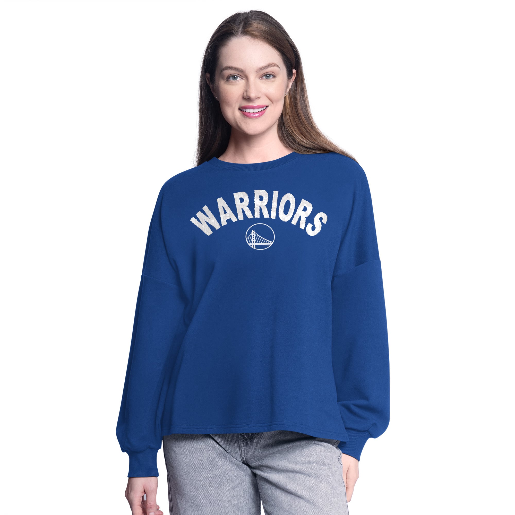 Women's G-III 4Her by Carl Banks Royal Golden State Warriors Athletic Pullover Sweatshirt