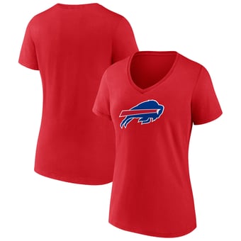 Women's Red Buffalo Bills Primary Logo V-Neck T-Shirt