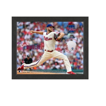Zack Wheeler Philadelphia Phillies Framed Photograph with Game-Used Ball Swatch