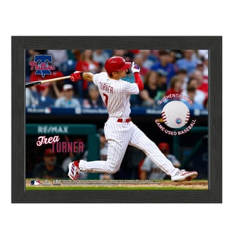 Trea Turner Philadelphia Phillies Framed Photograph with Game-Used Ball Swatch